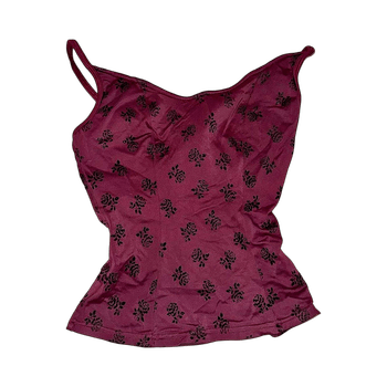 Burgundy floral crop top