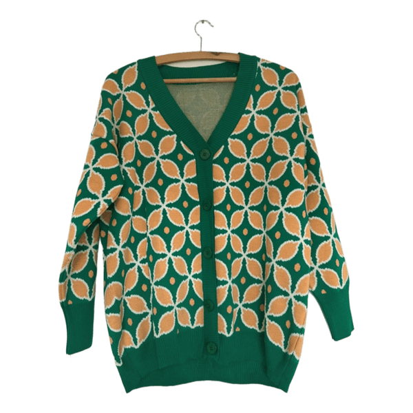 Grøn mønstret cardigan