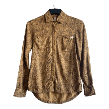 RVCA Animal Print Shirt Women XS Brown Long Sleeve Casual Surf Skate Style