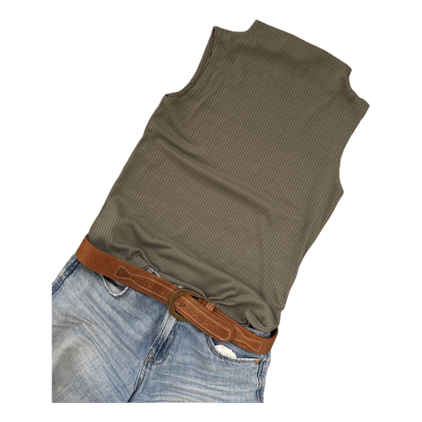 Olive ribbed tank top