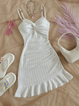 White textured bodycon mini dress