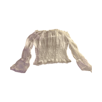 White sheer puff sleeve top