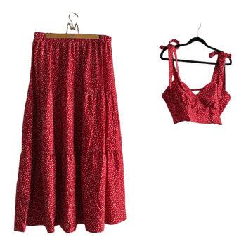 Red polka dot two-piece set