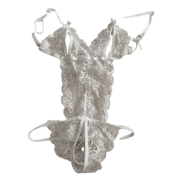 White lace lingerie bodysuit