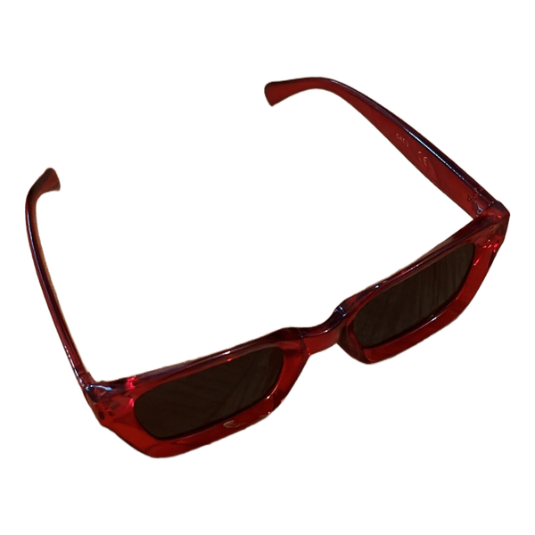 Glitter red rectangular sunglasses