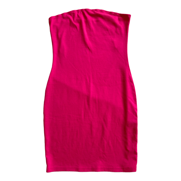 Pink strapless mini dress