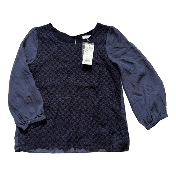 Navy lace floral blouse