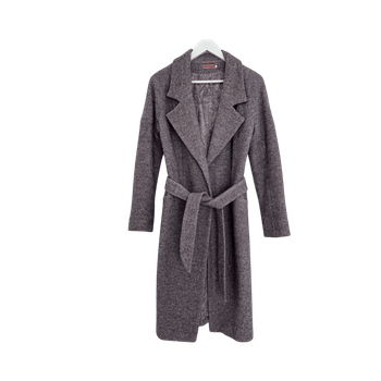 Grey belted long coat