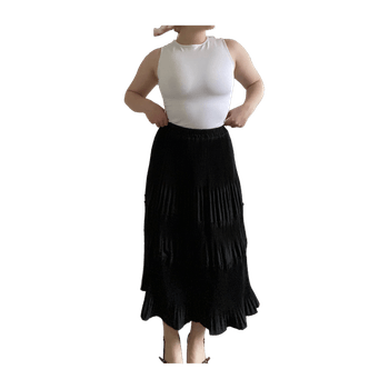 Black pleated maxi skirt