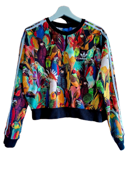 Adidas multicolor parrot print sweatshirt