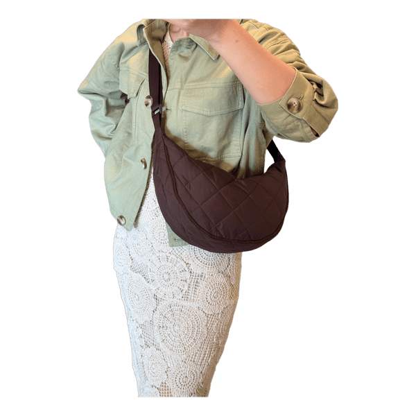Brown quilted crossbody bag