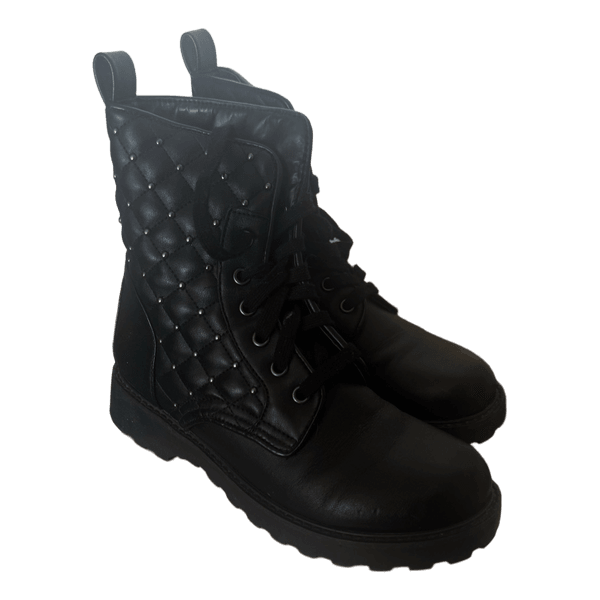 Black quilted combat boots