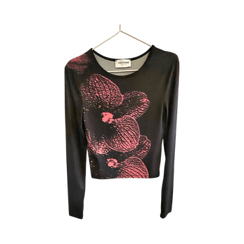 Black floral long sleeve top