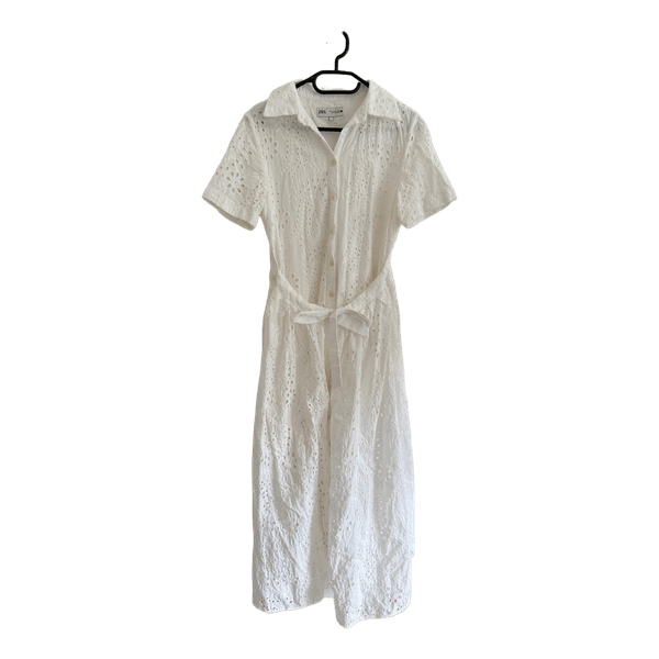 Zara White cotton midi dress