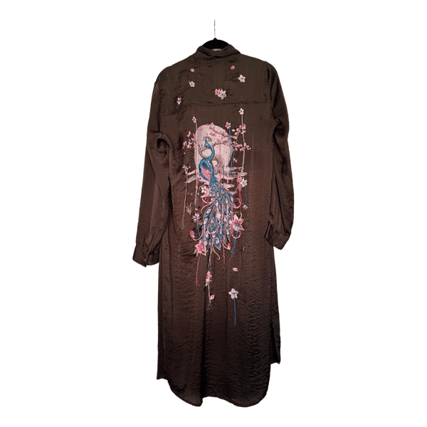 Dark green embroidered shirt dress
