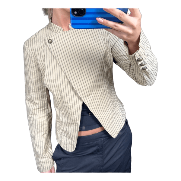 Beige stribet blazer