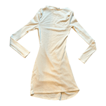 Cream ribbed mini dress
