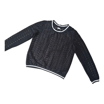Black lace, see-through, long-sleeved top