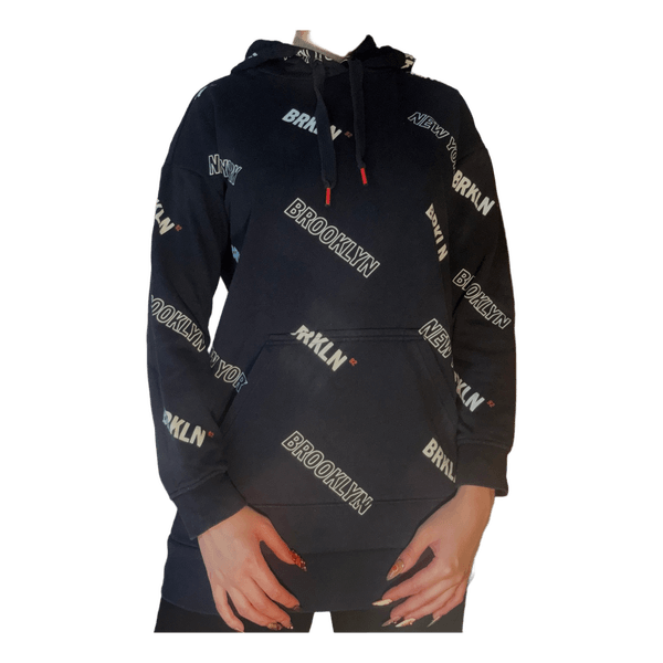 Black Brooklyn print hoodie