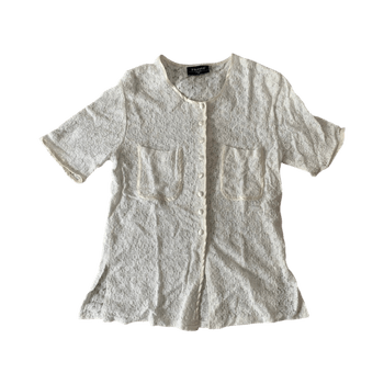 White lace button blouse