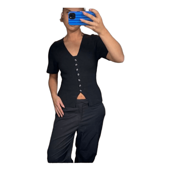 Sort kortærmet cardigan