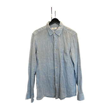 Uniqlo, blue linen shirt (M)