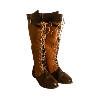 Brown lace-up knee-high boots