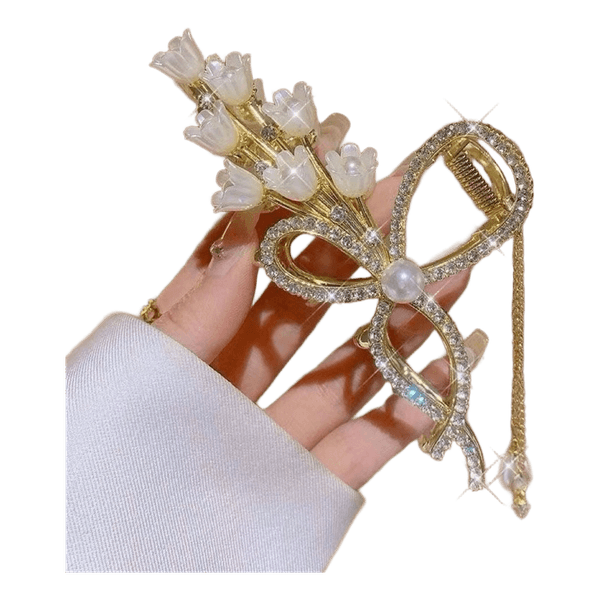 Gold floral hair claw clip