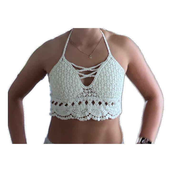 White crochet halter top