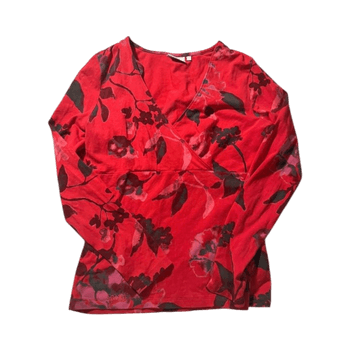 Red floral wrap top