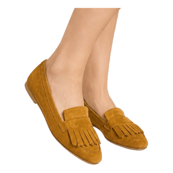 Mustard suede tassel loafers Zara Trafaluc