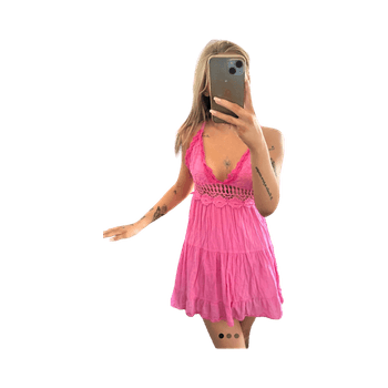 Pink summer dress with details