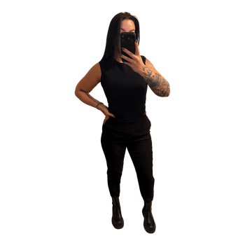 Black elastic waist trousers