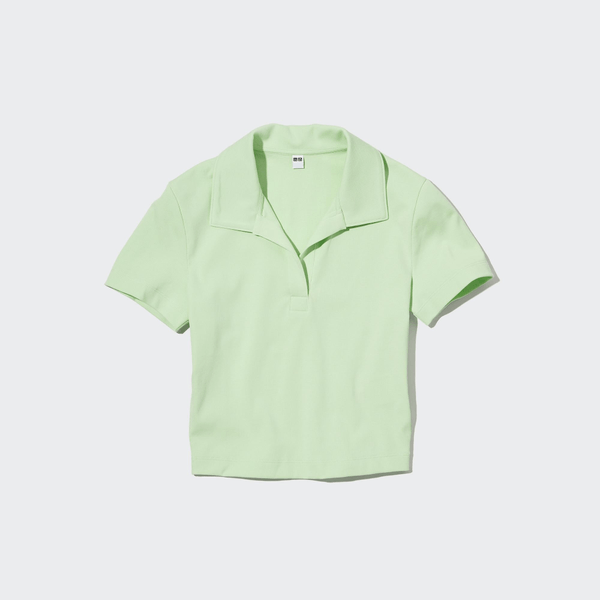 Green cropped polo shirt