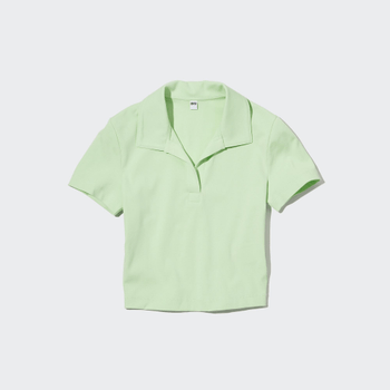 Green cropped polo shirt