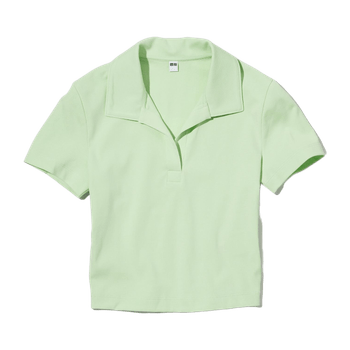 Green cropped polo shirt