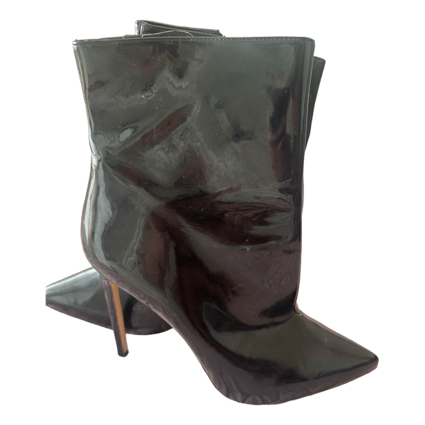 Black patent ankle boots