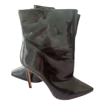 Black patent ankle boots