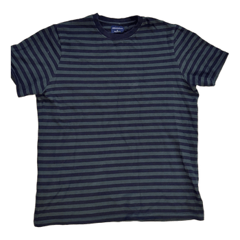 Navy striped cotton t-shirt by Douglas Hayward