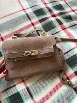 Suede leather handbag
