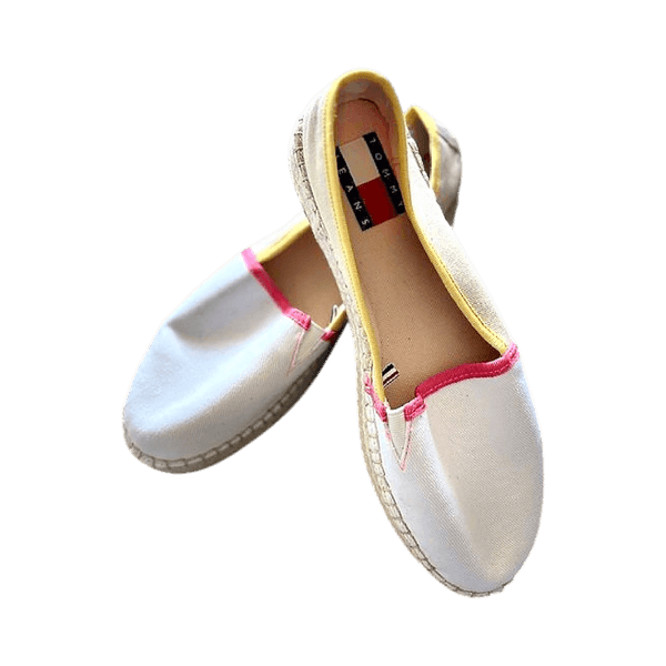 White canvas espadrille shoes
