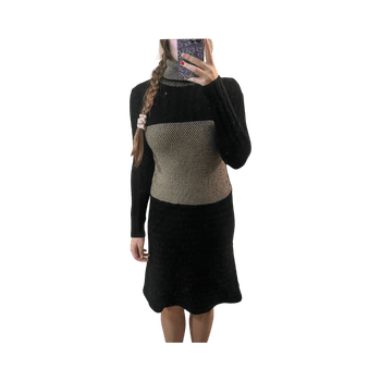 Black beige knit dress