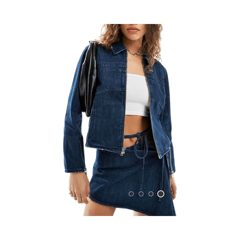 Denim jacket with mini skirt set