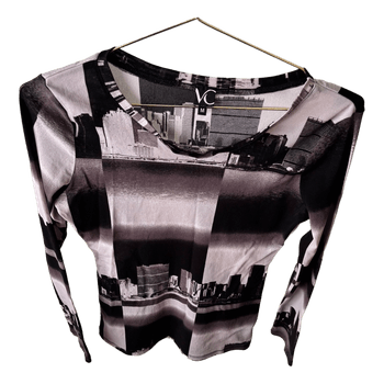 y2k city print mesh top