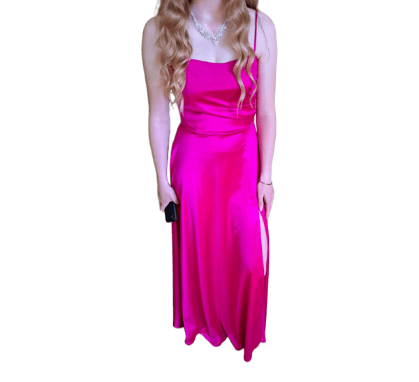 Pink satin long dress