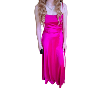 Pink satin long dress