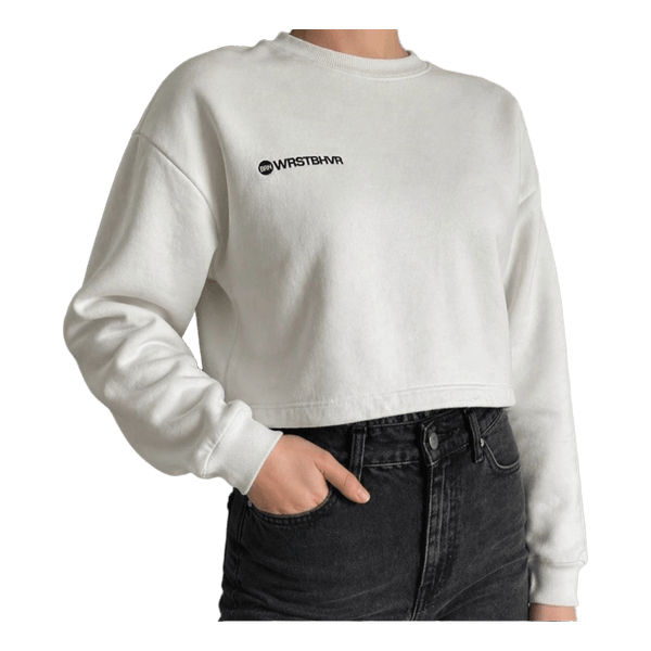 WRSTBHVR valkoinen cropped collegepaita koko S