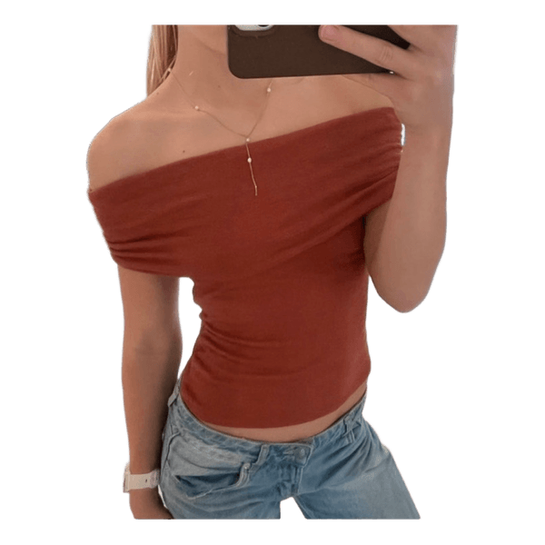 Rustrød off-shoulder top