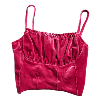 Pink velvet camisole top