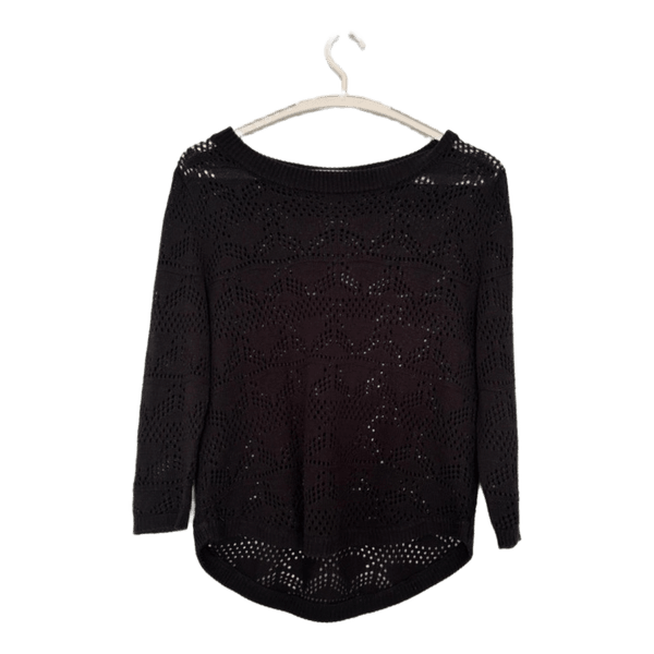 Black open knit sweater